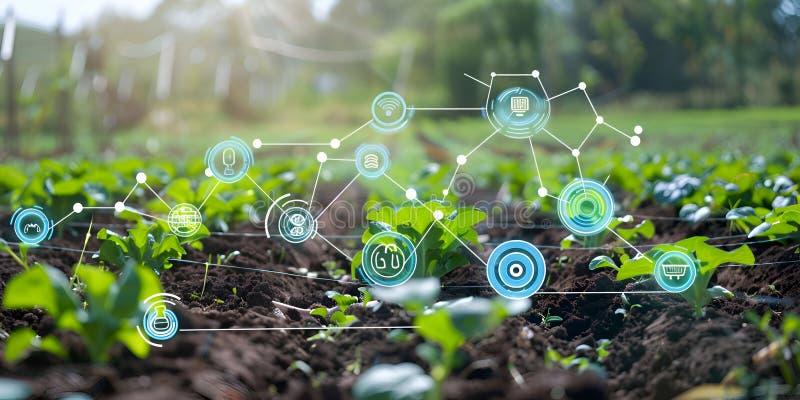 Sensores IoT instalados em lavouras para monitoramento em tempo real