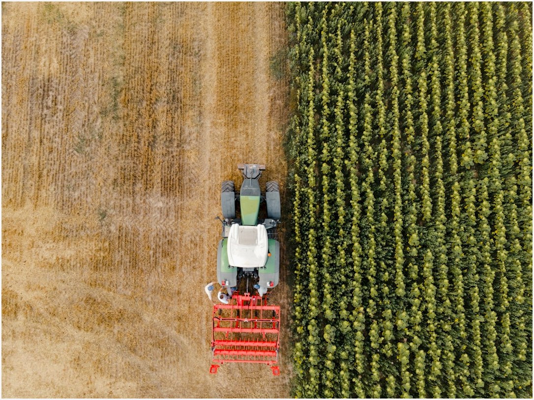 a tractor in a field