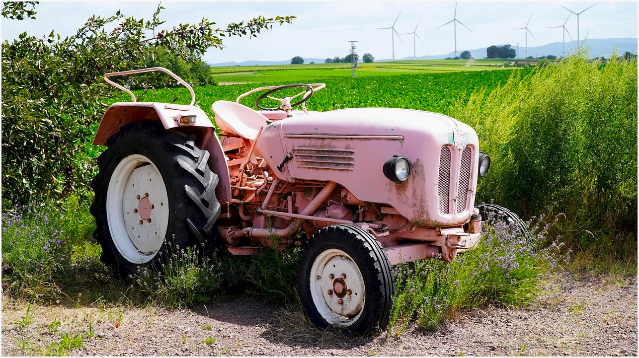 tractor, pink, farm yard, agriculture, old, tractor, tractor, tractor, tractor, tractor