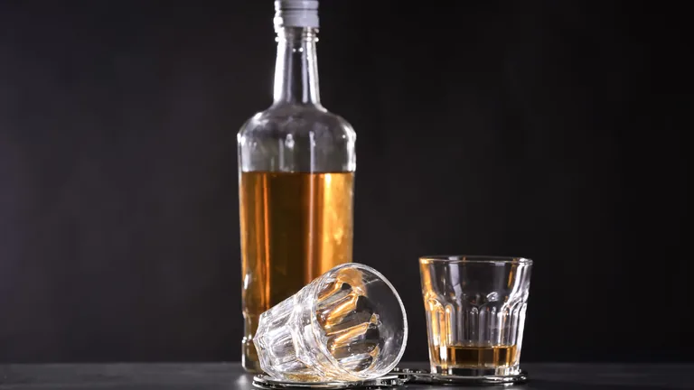 Garrafa e copos com cachaça, imagem contextual do setor