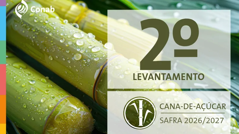 Arte da Conab sobre o segundo levantamento da safra de cana-de-açúcar 2026/2027