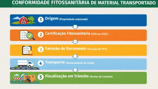 Fluxo de conformidade fitossanitária para transporte de vegetais, da origem à fiscalização