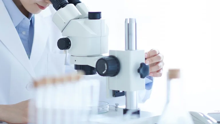 Técnica observa amostras ao microscópio em laboratório de análise