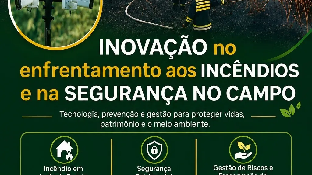 Arte do encontro sobre combate a incêndios e segurança no campo em Botucatu