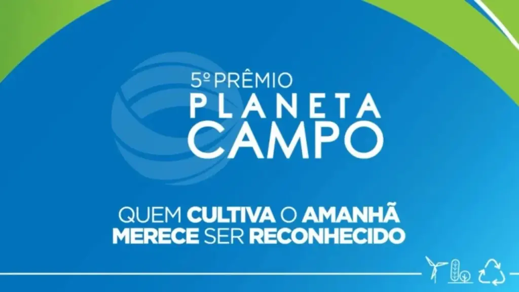 Arte do 5º Prêmio Planeta Campo com chamada para reconhecer quem cultiva o amanhã