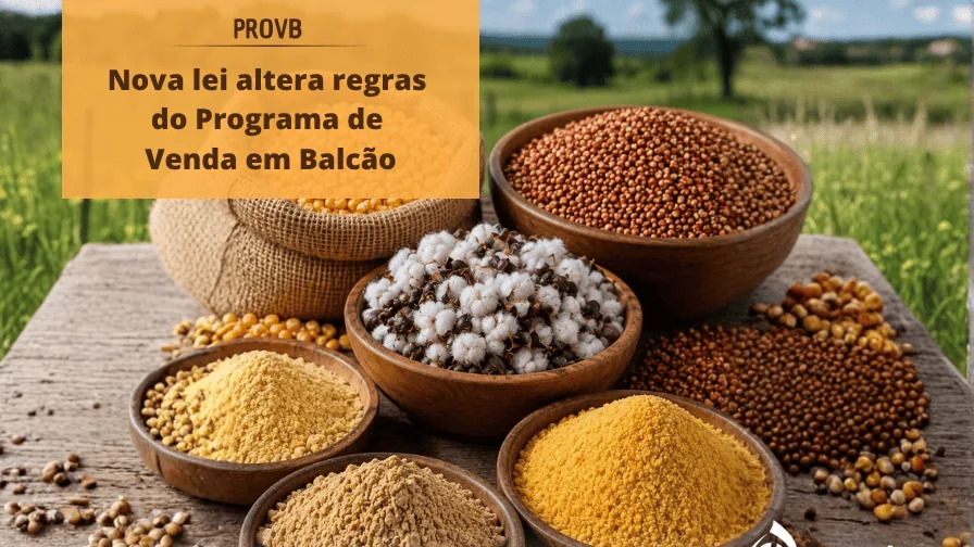 Arte da Conab com milho, sorgo, farelos e caroço de algodão para alimentação animal no ProVB