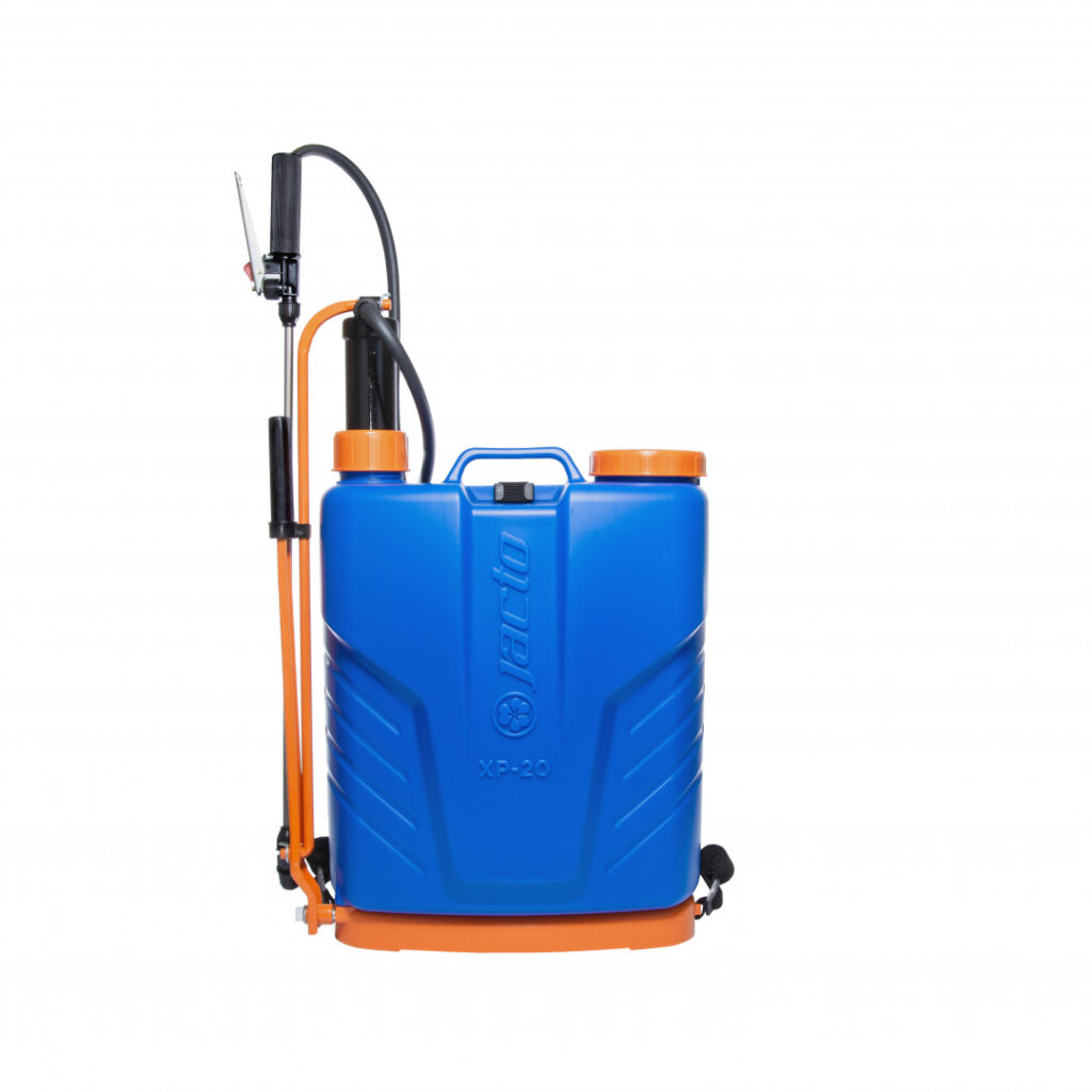 Pulverizador costal manual Jacto XP-20 azul com lança e alavanca de acionamento