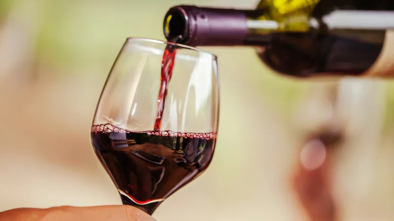 Taça recebendo vinho tinto, imagem de destaque para o Anuário do Vinho 2026