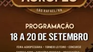 Card da AGROPEC 2026 com programação de 18 a 20 de setembro em São Rafael, Rio Grande do Norte