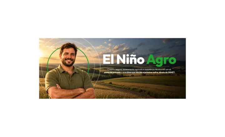 Banner oficial do Mapa sobre o El Niño Agro, com lavoura ao fundo e produtor rural em primeiro plano